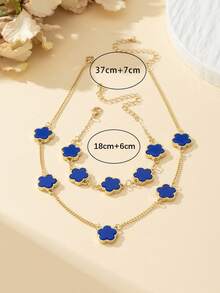 1 套女士时尚花朵和三叶草项链和手链首饰套装，节日海滩风格礼物情人节、妈妈、母亲、母亲节、礼物