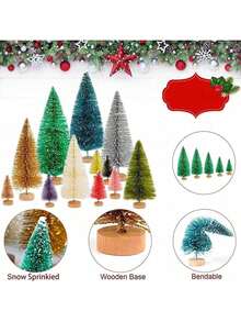 12pcs Mini Artificial Christmas Cedar Trees, Multicolor Options Including Blue, Light Green, Green, White, Gold And Silver, Suitable For Holiday, Home, Office And Garden Decoration. - Multicolor - View 4