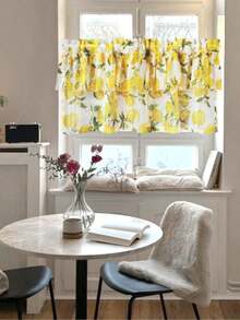 1 件乡村风格黄色柠檬图案双层透明短窗帘帷幔，滤光设计，咖啡厅窗帘帷幔，适用于厨房浴室餐厅窗户 - 黃色 - 查看 10