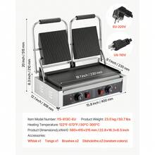 Commercial Panini Grill, 3600W Electric Sandwich Panini Maker, Stainless Steel Double Sandwichs Press Grill With Handle And Temp Control, 19x9 In Flat Enamel Plate For Hamburger Steak Bacon - US A Type Plug(110-127V) - View 7