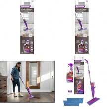 Multi-Surface Spray Mop System Click N Clean Floor Mop Kit Reusable Microfiber Pads Extra-Wide Swivel Head Durable Non-Scratch Scrub Pad Refillable Cleaning Solution 32 Oz Bottle All Floors C