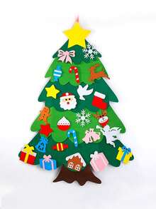 1 件，毛毡圣诞树套装，带装饰品和雪人降临节日历，适用于家庭壁挂毛毡圣诞工艺套件，圣诞节装饰派对用品礼物 - 彩色 - 查看 8