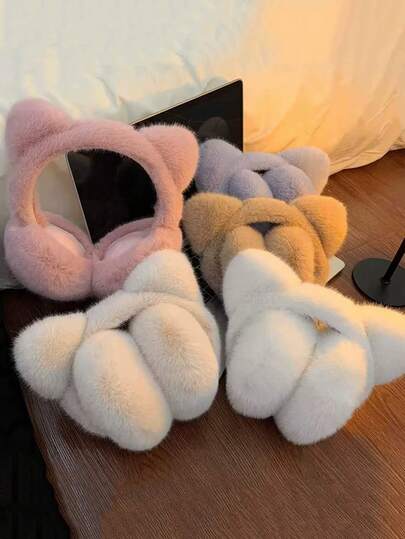 1 件可折叠冬季保暖耳罩，纯色毛绒耳套，骑行防寒，户外运动防寒耳罩，学生，可作为秋季男女礼物