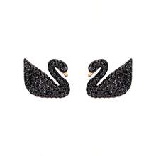 SWAROVSKI SWAN 仿珍珠黑天鵝雙戴耳環耳環耳飾聖誕禮物情人節禮物七夕禮物生日禮物女友禮物 - 黑色 - 查看 6