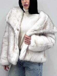 Women's Faux Fur Coat, Warm And Windproof Jacket For Autumn/Winter