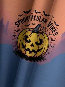 Men's Drawstring Hoodie, Pumpkin & Bat Halloween Graphic, Colorblock Smiling Face 3D Digital Print, Casual Streetwear Sweatshirt For Autumn/Winter