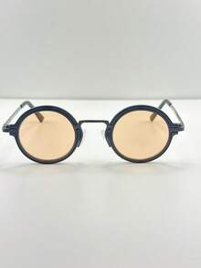 [Betsy]Unisex Vintage Metal Round Sunglasses – Retro Style, Lightweight Comfort & Iconic Look - Caramelo Suave - 查看 2