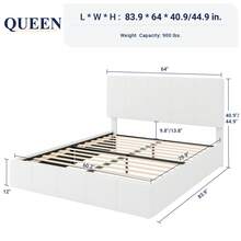 Allewie Full/Queen/King Size Dutch Velvet Upholstered Platform Bed Frame/Vertical Channel Tufted Adjustable Headboard/Low Profile Bed Frame/No Box Spring Needed/Easy Assembly, White - 白色 - 查看 10