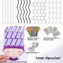 1pc/4pcs/19pcs/27pcs/133pcs Funny Little Hairstylist Paper Cutting Set, Handmade Game Props, Color Matching Training Tools, Creativity & Imagination Booster, Hobby Cultivation, DIY Fine Motor Skills Practice Origami Toy, Homemade Art Supplies Kit, Student Handcraft Small Gift/Birthday Gift/Learning Gift/Holiday Gift, Cultivate And Improve Hands-On Ability, Learning Ability