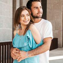 JEWELRYWE JewelryWe Pärchen Schloss Schlüssel Schmuckset: Paare Armband Halskette Set Damen Kette mit Geschenkbox Herz Anhänger Cuban Lock Armkette Edelstahl Geschenke für Partner Weihnachten Valentinstag