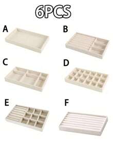 绒布首饰托盘抽屉隔板收纳架可堆叠珠宝收纳盒项链手链展示托盘可放置耳环戒指胸针手表可堆叠珠宝收纳盒适用于抽屉式绒布首饰托盘带分隔板耳环架和戒指展示盒项链收纳适合女士和女孩 - 彩色 - 查看 19