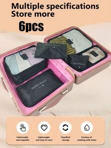 6-1pc Travel Storage Bag Waterproof And Moisture-Proof Clothing Sorting Bag Large Capacity Travel Storage Bag Classified Storage Of 6 Pieces Set It Is A Great Helper For Home And Travel And You Can Leave Anytime You Want So You Don't Have To Worry About Traveling Travel Essentials Holiday Essentials