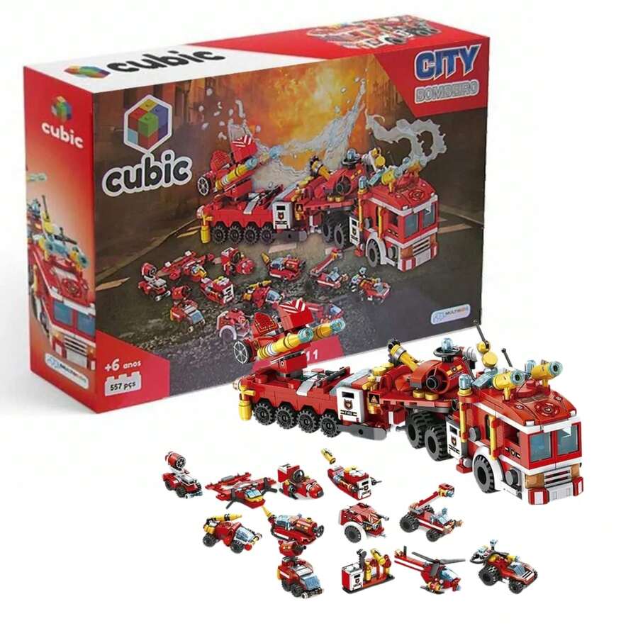 Multilaser Blocos de Montar Bombeiro Resgate 557 Peças Multikids - Multicolorido - Visão 1