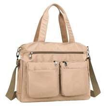 Women Nylon Shoulder Bag Casual Canvas Messenger Fabric Large Capacity Crossbody Bags - 卡其色 - 查看 1