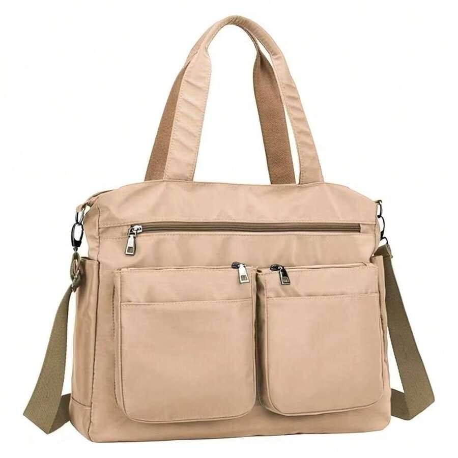 Women Nylon Shoulder Bag Casual Canvas Messenger Fabric Large Capacity Crossbody Bags - 卡其色 - 查看 1