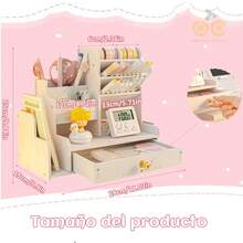 Organizador de escritorio con cajones diseño inclinado para marcadores acuarelas gran capacidad almacenaje accesorios oficina estudio material escolar - Blanco - Ver 4