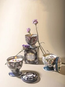 1pc/4pcs Dried Flower Scented Candle In Goblet Jar, Aromatherapy Candles,Natural Floral Scented Candle,Forest Scented Candle,In Tall Glass Jars, Feature Exquisite Patterns And Are Perfect For Decoration And Ornaments. They're Ideal For Aromatherapy And Various Holiday Decorations, Making Them The Perfect Gift For Friends And Family, Christmas Decorations