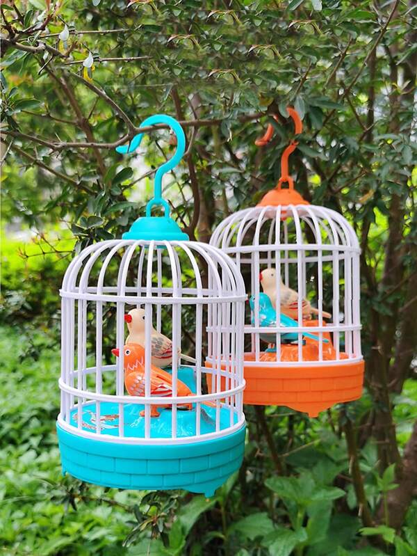 One Electric Sound Control Birdcage Lamp With Simulated Bird Chirping Sound, Children Color Accessories Randomly