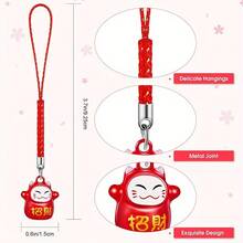 1 Maneki Neko Lucky Keychain - Japanese Style Fortune And Health Mascot, Colorful Cartoon Cat Charm With Tassel, Durable Metal/Rubber Decoration, Women's Gift, Bags, Home Furnishings, Exclusive For Cat Lovers, Fun Keychain, Bright Colors