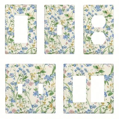 Retro French Floral-Themed Wall Panels, Five Types Of Reusable Decorative Socket Boards Are Available For Selection - Light Switch Cover Decorative - Socket Cover - Switch Plate - Electrical Outlet Cover - Faceplate - Wall Plates