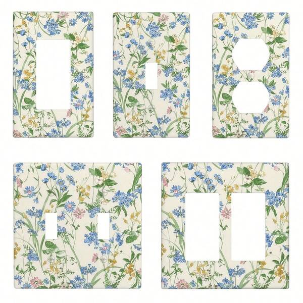 Retro French Floral-Themed Wall Panels, Five Types Of Reusable Decorative Socket Boards Are Available For Selection - Light Switch Cover Decorative -