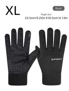 1 Pair Outdoor Sports Waterproof Gloves, Touchscreen Enabled, Thermal Lined, Windproof, Suitable For Driving, Cycling, Autumn/Winter - Black - View 9