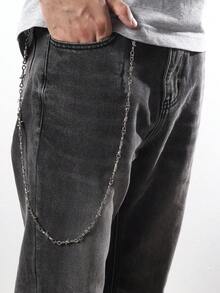 朋克荆棘丝网烧烤裤长腰链嘻哈摇滚哥特女式男式裤子牛仔裤配饰，欧美饰品，派对配饰，派对珠宝，男友礼物，情人节礼物，父亲节礼物 - 彩色 - 查看 3