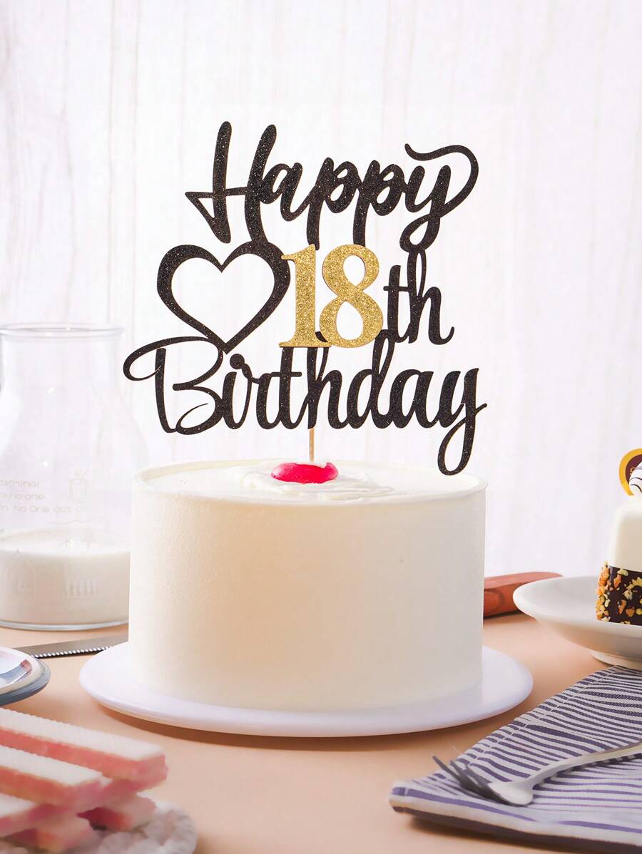 1 件数字和英文生日快乐蛋糕装饰，适合 18 岁、15 岁、20 岁、21 岁、25 岁、30 岁、50 岁、60 岁、70 岁生日派对、婚礼、周年庆典