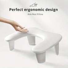 Nail Handrail, Leather Handrail Pillow, Mountable - U-Shaped Nail Handrail Stand, 15° Angle Manicure Handrail, White Microfiber PU Leather Handrail Pillow, Suitable For Acrylic Nail Pads, Quick Loading And Removal Nail Handrail - 白色 - 查看 2