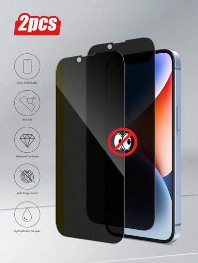 [2 件] 兼容 隐私屏幕保护膜，防偷窥钢化玻璃屏幕保护膜适用于 16/15/14/13/12/11 Pro Max Plus Mini XR XS Max 6 7 8，触摸感应无气泡外壳友好屏幕保护必需品，适用于日常防护、办公室、家庭隐私屏幕保护膜手机屏幕保护膜手机配件防水防震防摔防刮