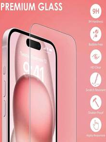 2pcs Tempered Glass Screen Protector Compatible With Iphone 16/15 Pro Max, Also Compatible With Iphone 14/13/12/11/6/6S/7/8 Plus/XR/X/XS Max - Clear - View 2
