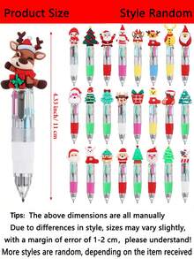 12 支圣诞迷你彩色笔，四合一可爱笔，散装，适合生日和派对，趣味笔礼品，各种墨水卡哇伊笔，冬季节日生日派对奖品办公室书写用品礼品袋填充物 - 彩色 - 查看 5