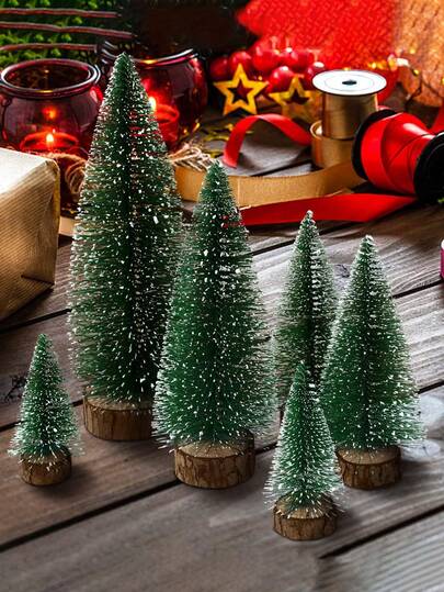 2 pezzi Mini albero di Natale da tavolo, albero di Natale in pino fai-da-te con fiocchi di neve, decorazioni natalizie per la casa, decorazioni per la stanza in inverno