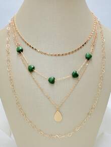 Women's Multi-Layer Necklace With Heart-Shaped Pendants In Various Colors, Elegant And Fashionable Design, Suitable For Parties, Gifts And Daily Wear - C108 - 查看 1