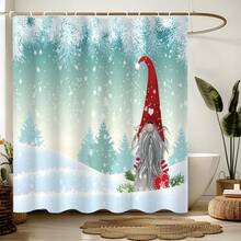 Weihnachtsmann Duschvorhang, Winterurlaubs-Weihnachtsdekoration, Urlaubsraumdekoration - elegante Badezimmerdekoration, Badvorhänge für moderne oder traditionelle Badezimmer, Badezimmerdekoration und -accessoires, verspieltes Ästhetik, leicht zu reinigende Materialien, Heimdekoration, einfaches Muster, Konstruktion, Apartment-Living mit 12 Haken