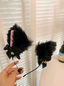 2个/1个女士性感猫耳发箍带铃铛，装饰发饰，适合万圣节、圣诞节，可爱角色扮演兔耳发箍拍照，女士头饰