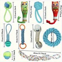 10pcs Indestructible Dog Chew Toys Set, Plush + Rope + TPR + Silicone Materials, Teeth Cleaning Chew Toys For Small Dogs, No Battery Required (Random Assortment) - Multicolor - View 4