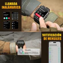 EIGIIS Smartwatch para hombres de 1,96 pulgadas, resistente al agua 3ATM, duradero, smartwatch deportivo con batería de 430mAh, monitoreo del sueño, función de llamada al aire libre, compatible con iOS y Android - Negro - Ver 6