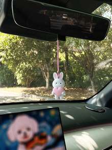 Mặt dây chuyền hình thỏ trái tim dễ thương trang trí gương chiếu hậu xe hơi. - A - Xem 3