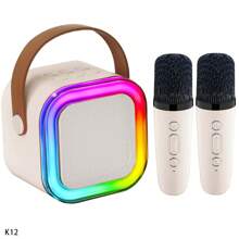 Mini Karaoke Maschine, Karaoke Maschine für Kinder und Erwachsene, tragbarer Bluetooth Karaoke Lautsprecher mit 2 kabellosen Mikrofonen und Party Lichtern für Kinder und Erwachsene, Geburtstagsgeschenke für Mädchen, Jungen, Familie, Haus Party