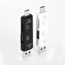 五合一多功能 USB 3.0 Type C、Micro USB、SD、TF 读卡器，兼容 Android、智能手机、电脑、扩展坞、OTG Type C 适配器 - 黑色 - 查看 7