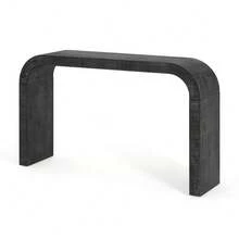 MERAX Mirod 52" Wood Console Table With Curved Edge, Natural Texture, Perfect For Entryways And Living Rooms,Black - màu đen - Xem 5