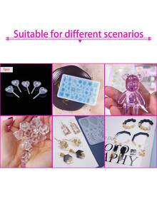 Kawaii Creative DIY Epoxy Resin Casting Mold Set, Including Rectangular Cylinder And Other Molds, Sitting Bear Cub, Earring Pendant Full Plate Mold, Cat Bear Paw Mold