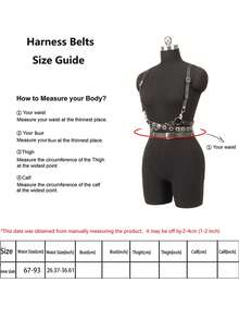 Läderbröstsele för kvinnor Läderkroppssele Goth bröstsele Kvinna Ravekostymbälte Damsele Läder - Svart - Visa 3