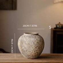 Jarrón de cerámica con diseño floral | Jarrón rústico de granja de cerámica | Jarrón de estilo bohemio para decoración del hogar | Adecuado para mesa, sala de estar, baño, estantería, decoración de chimenea, decoración de habitación, jarrón de flores, jarrón de vidrio