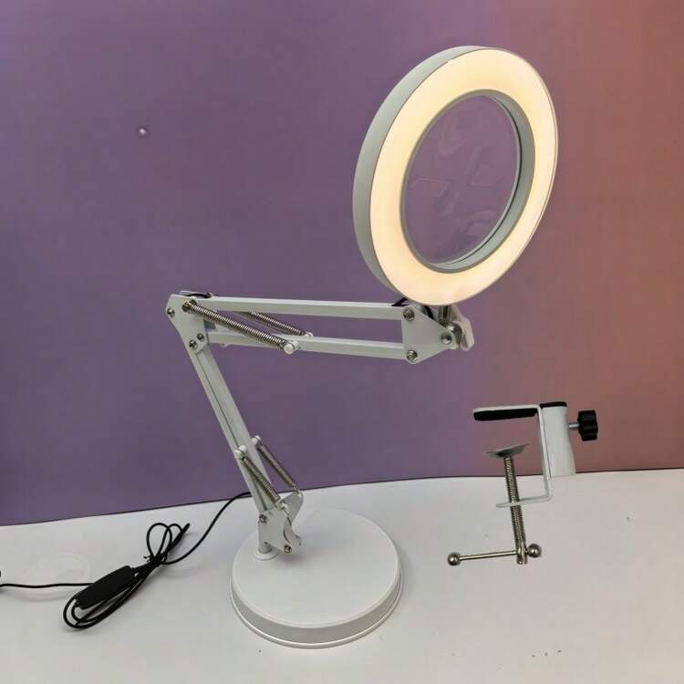 1 pieza Lámpara de escritorio plegable multifuncional con lupa, 3 colores de luz, 10 niveles de brillo, adecuada para soldadura, reparación, tasación de joyas, belleza, lectura de ancianos, estudio | Moda de Mujer | SHEIN México