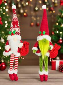 2pcs Swedish Dwarfs, Christmas Holiday Decorations, Nordic Style Ornaments, Hanging Leg Shelf Mats, Christmas Couple Decorations, Faceless Green Monster Christmas Ornaments, Party Decorations