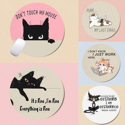 1 件有趣可爱的鼠标垫，适用于办公桌的圆形鼠标垫，带防滑橡胶底座的小型迷你旅行鼠标垫，适合男孩和女孩的笔记本电脑办公橡胶鼠标垫，适用于办公室、家庭、学习和游戏，20 * 20 * 0.2 厘米