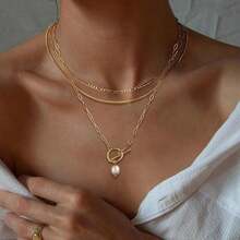 3 Women's Layered Necklaces - Stackable Necklaces, Coin Pendants, Daily/Date/Party Essential Jewelry Sets - Gold - View 2