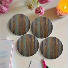 4/6/432 pièces Dessous de verre en polyester (polyester) avec motif imprimé en nid d'abeille creux et grain de bois - Élégants, résistants à la chaleur, conviennent pour la décoration de la maison et du bureau, les fêtes et les décorations de vacances